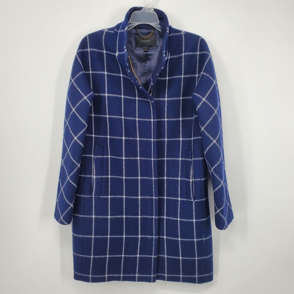 Women's J. Crew Wool City Coat Size 8 Windowpane - Picture 1 of 5